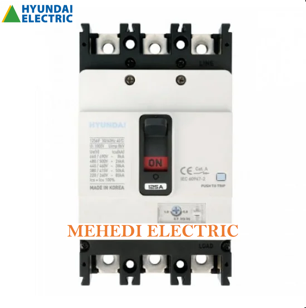 Hyundai Molded Case Circuit Breaker 225A 25KA Model: HGM250S Fixed Type. 