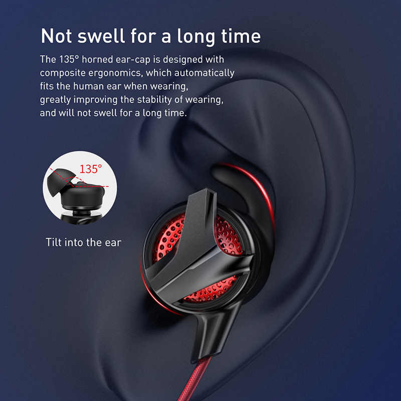 Baseus GAMO H15 3.5mm Wired Control Earphone HiFi Stereo Gaming Headphone  with Dual Mic - Red: Buy Online at Best Prices in Bangladesh | Daraz.com.bd
