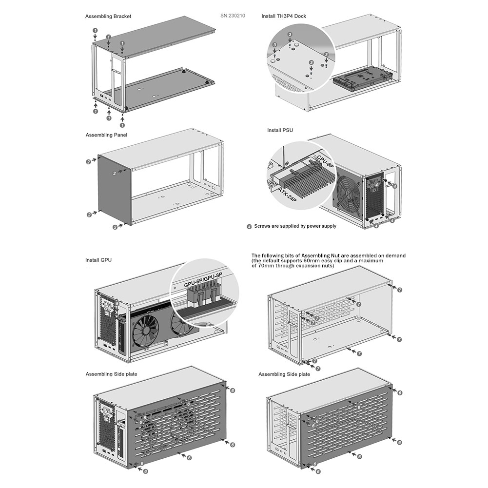 1 Pieces TH3P4G3 Docking Station Box for Hunderbolt 3/4 Graphics Card Expansion Dock Box for ATX Power Supply. 