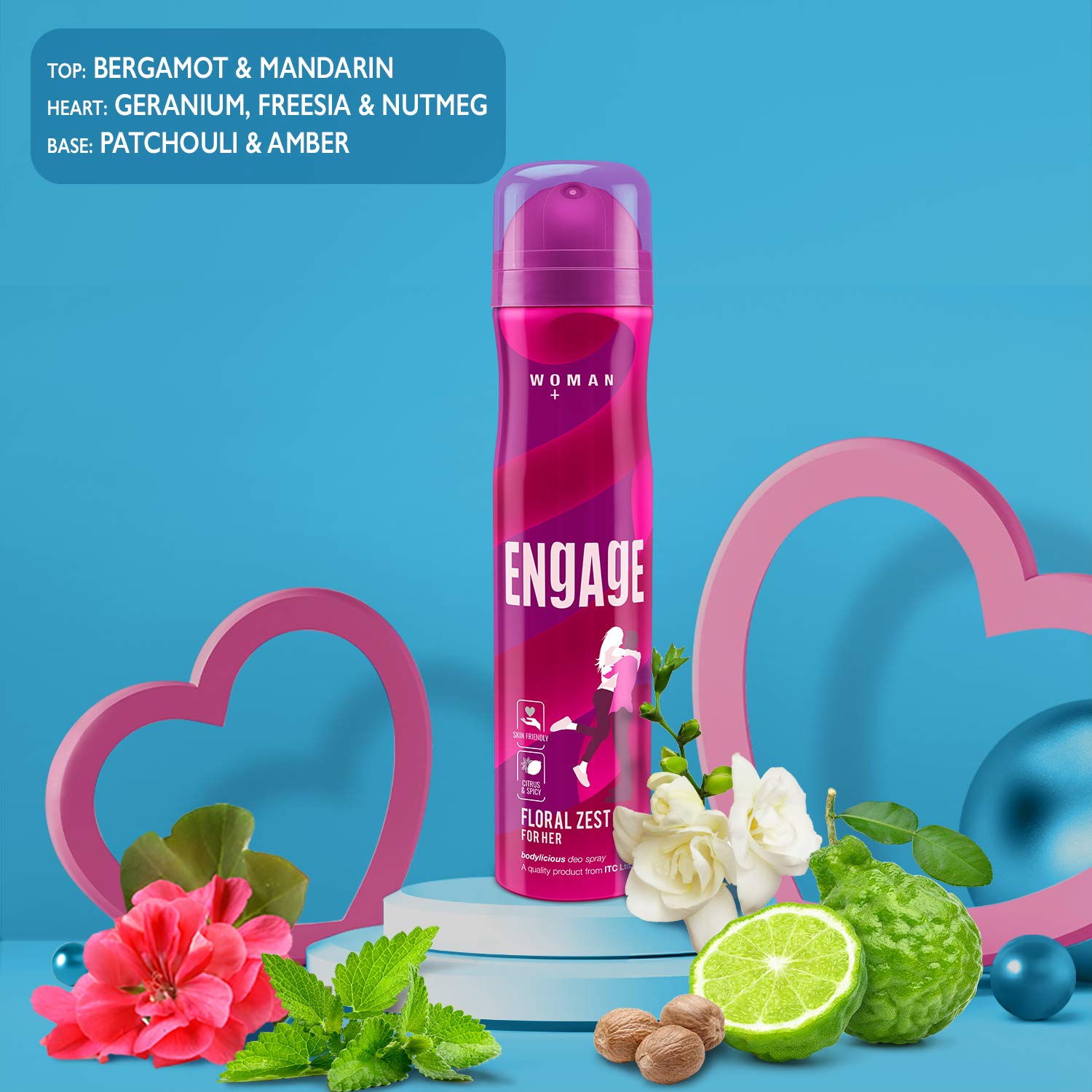 Engage Floral Zest Deodorant for Women, Citrus and Floral, Skin Friendly  Deo, 150ml Body Spray