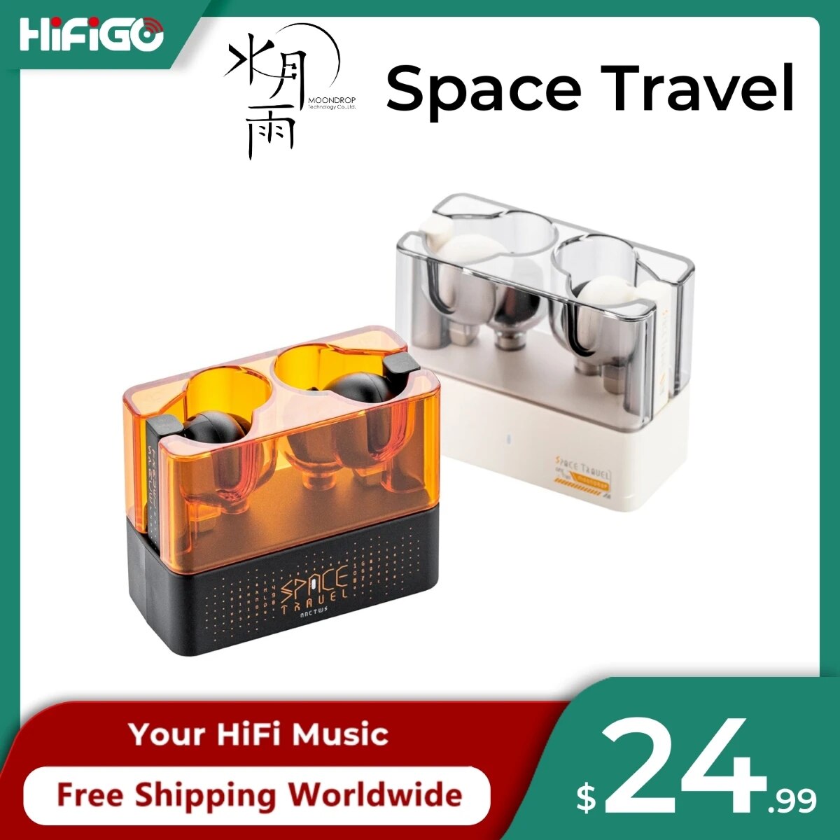 Moondrop Space Travel TWS Bluetooth 5.3 Earbuds Dynamic Driver Earphone Touch Controls Noise Canceling True Wireless Stereo IEMs
