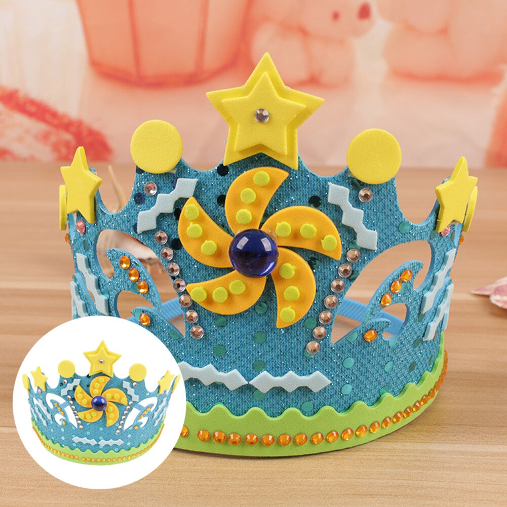 【happy one】Kids DIY Crown Toy Flowers Stars EVA Foam Paper Crown Handmade Toy Party Birthday Hat for Gift. 