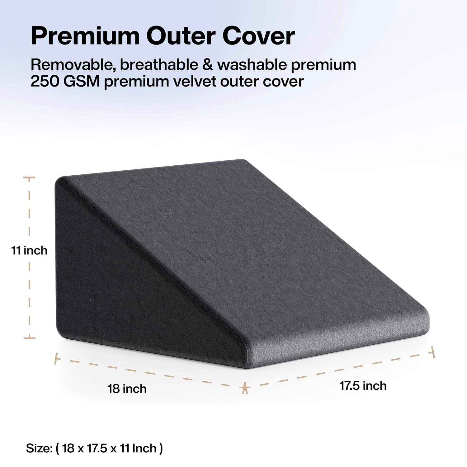 GALAXY Wedge Pillow Memory Foam | 2 Years Warranty | Orthopedic Wedge Cushion for Back Support, Sleeping, Leg Elevator, Pregnancy, GERD, Anti Snoring (Dark Grey, 18 x 17.5 x 11 Inch). 