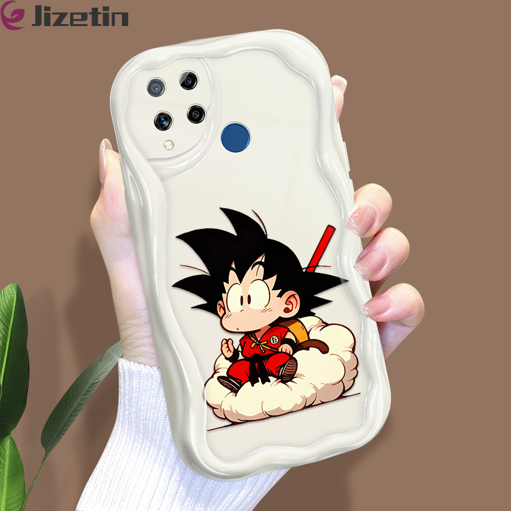 Jizetin for Realme C15 Back Cover Dragon Ball Boy Cream Wavy Edge Soft Silicone Phone Case