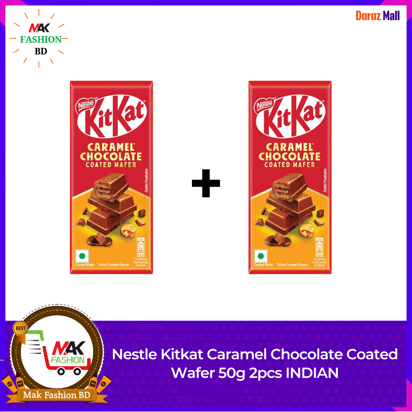 Nestle Kitkat Caramel Chocolate Coated Wafer 50g 2pcs INDIAN