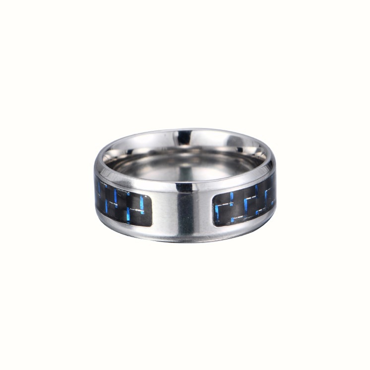 European and American jewelry men's blank carbon fiber ring ins fashion trend jewelry blank laser engraving ring