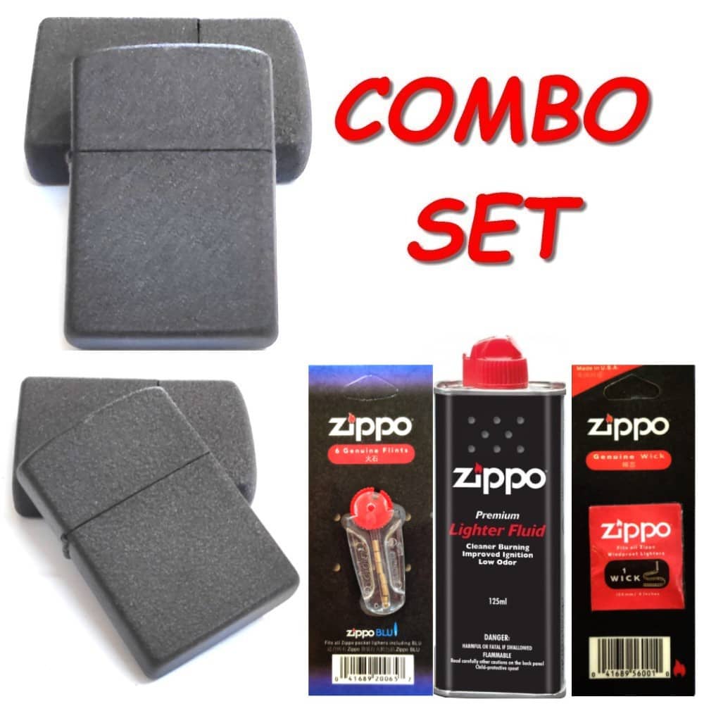 Best Quality Origin al ZIPPO Set Lighter oil 125ml Flints, Wick 1pce and zippo Lighter 1pcs. 