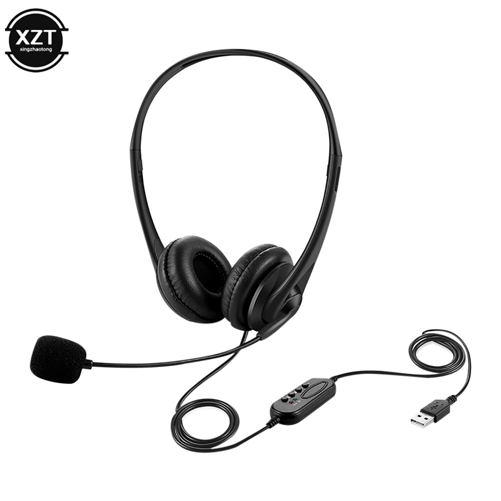 3.5mm Computer Laptop Headphone with Noise Cancelling Microphone Chatting Network Teaching Video Conferencing USB Wired Headsets. 