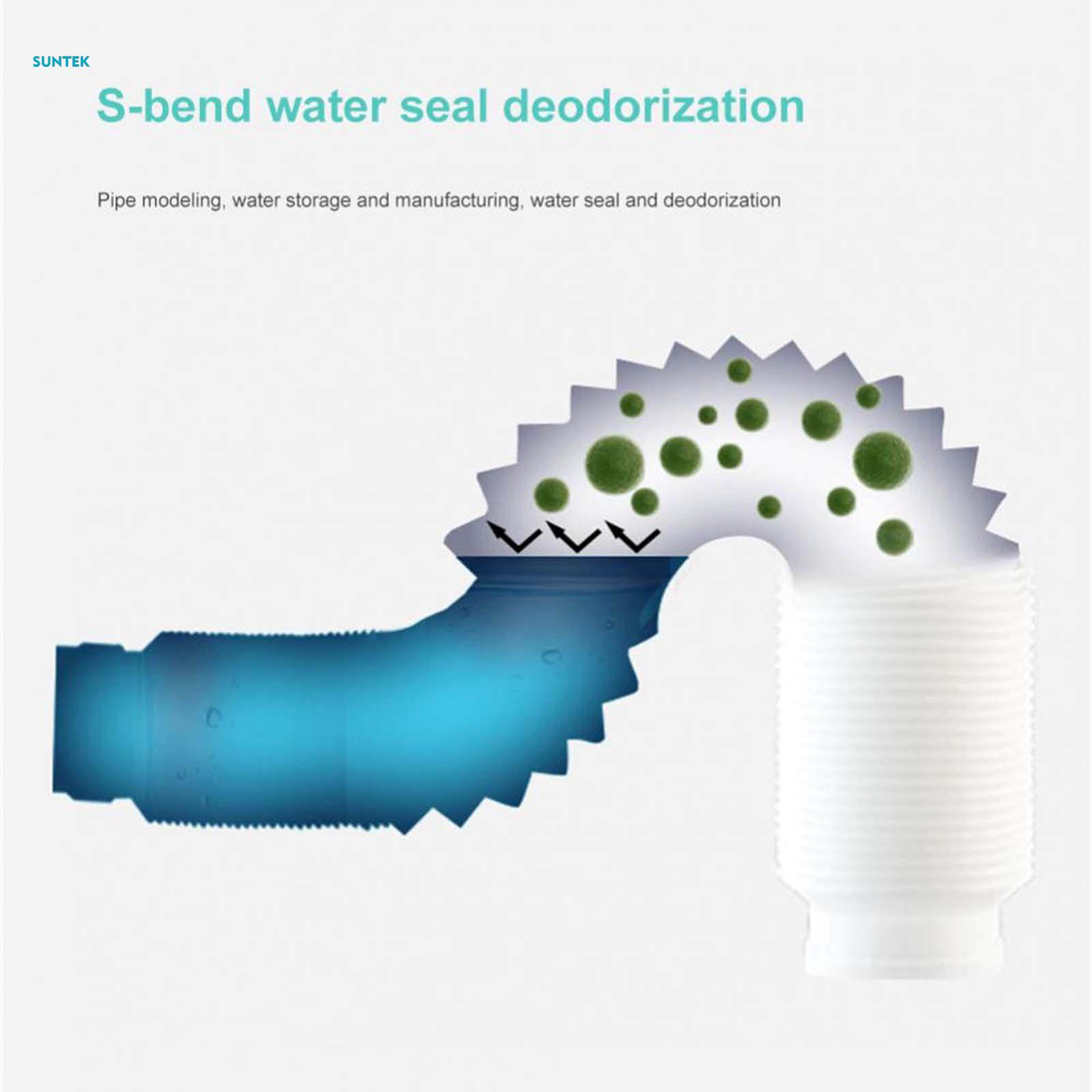 Wash Basin Sink Drain Pipe Easy to Install Flexible Expandable Multifunction Drainage Tube Corrugated Curved Pipe Restroom. 