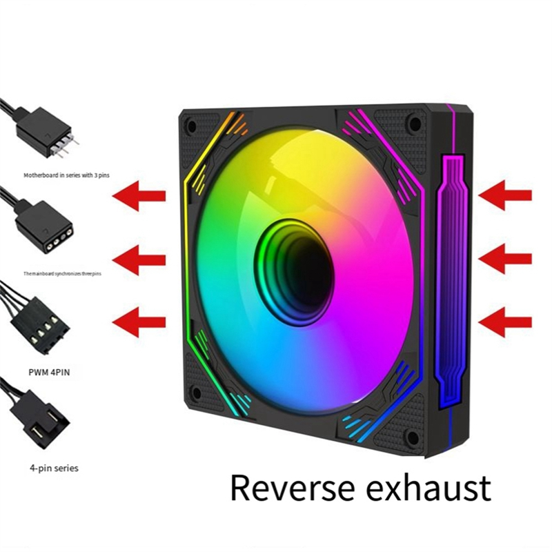 Game Cabinet RGB Chassis Fan 120mm 3D Infinite Mirror Silent Fan Reverse Blow ARGB+PWM 2 in 1. 
