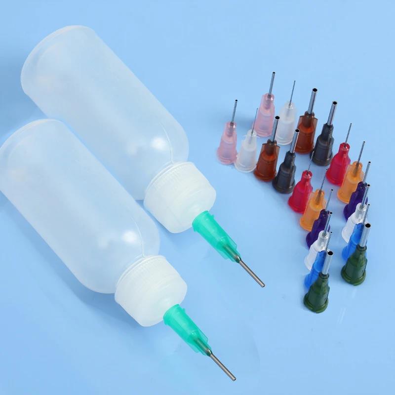 30ml/50ml Transparent Polyethylene Needle Dispenser Dispensing Bottle for Rosin Solder Flux Paste + 11 Needles Tools Vnce Lncei