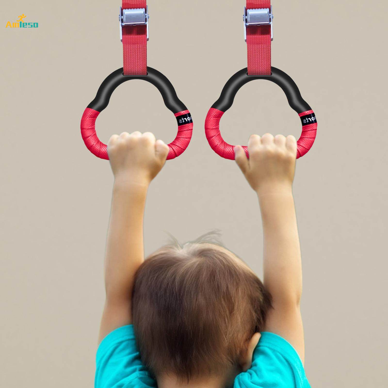 Gymnastics Rings Bar Attachment for Kids Adjustable Pull up Rings Training for. 