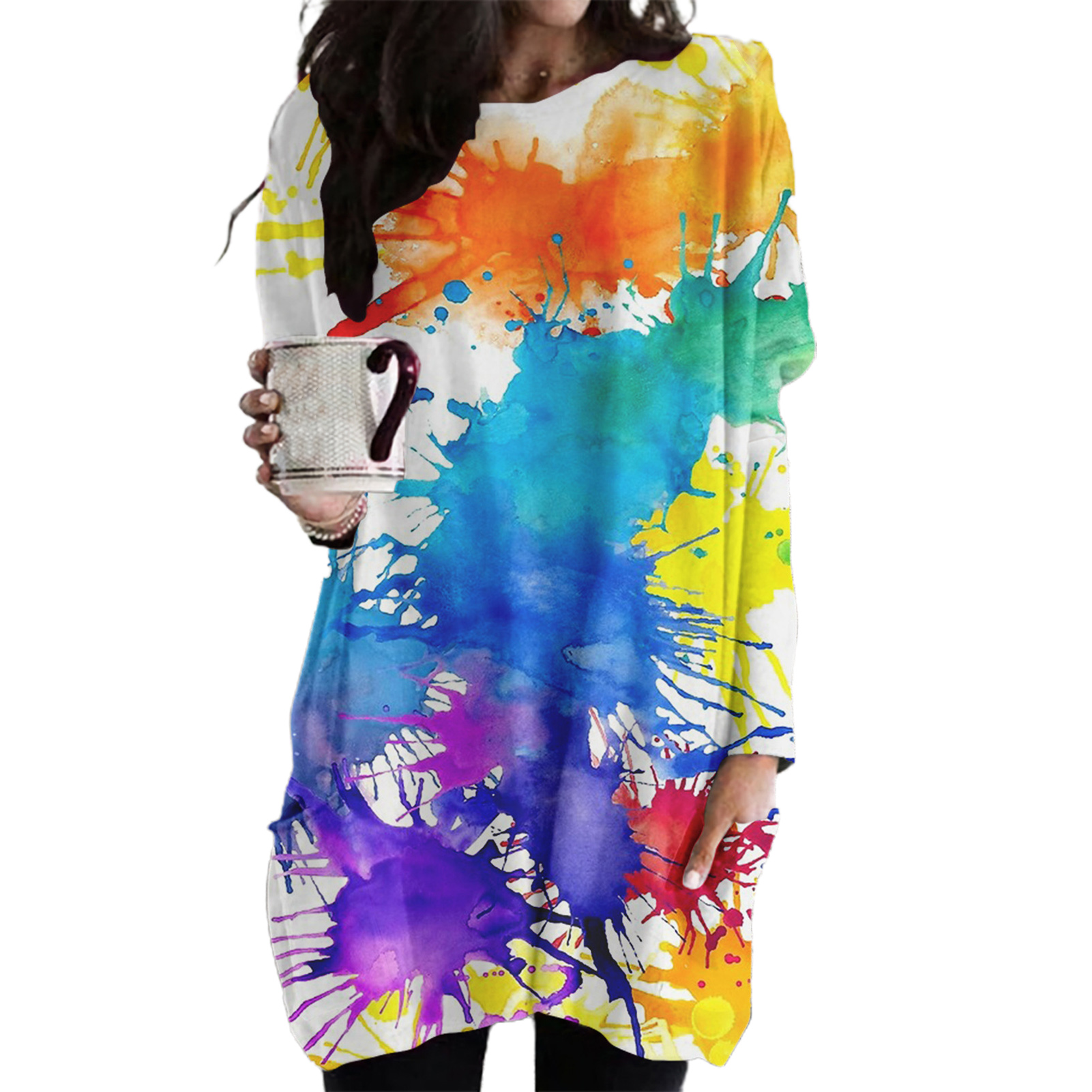 tie dye long sleeve sweatshirt dress