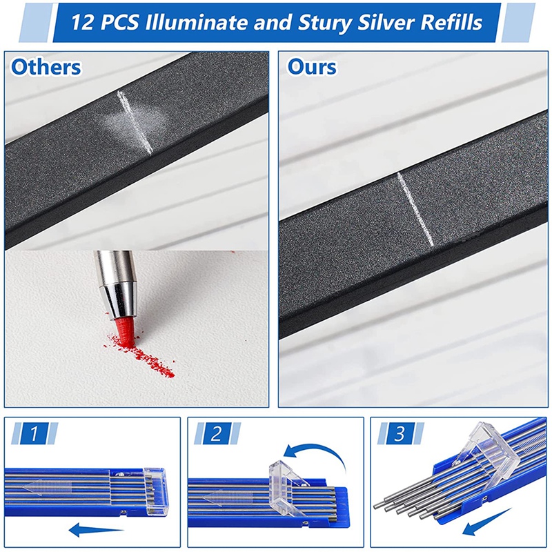 TWEXQNY Mechanical Pencils Metal Marker with Builtin Sharpener for Pipe Fitter Welder Steel Construction Fabrication Woodworking