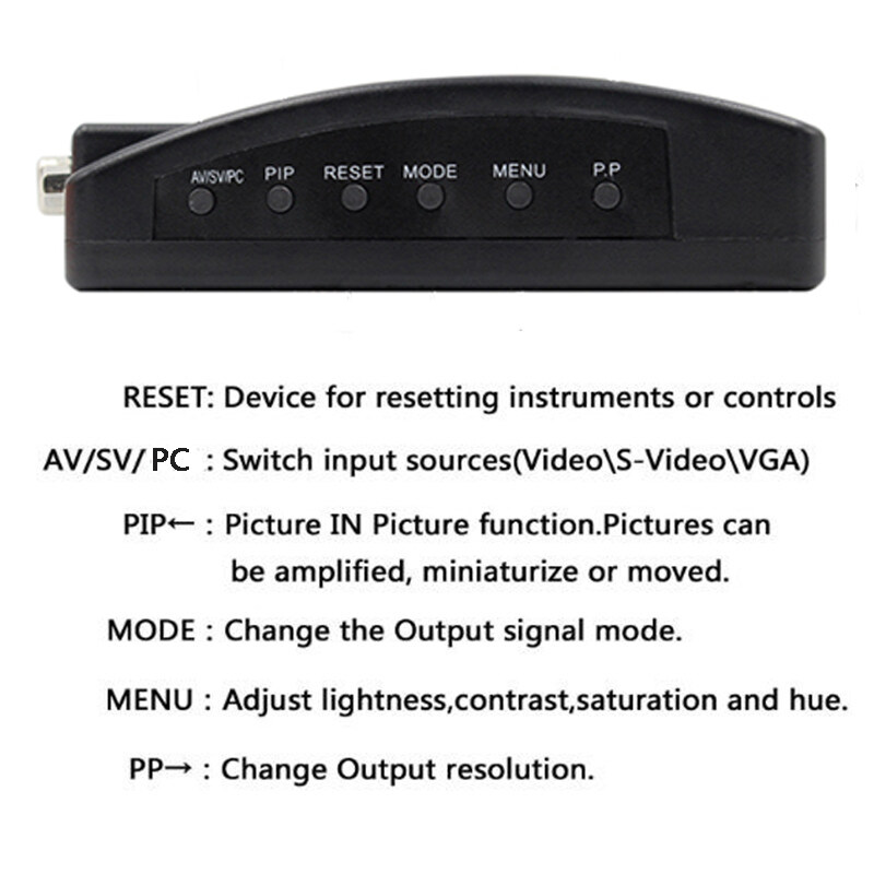 HXSJ HW-2404 BNC to VGA Video Converter, S-video Input to PC VGA Out Adapter with Dc Cable or S Video Cable or Power Adapter. 