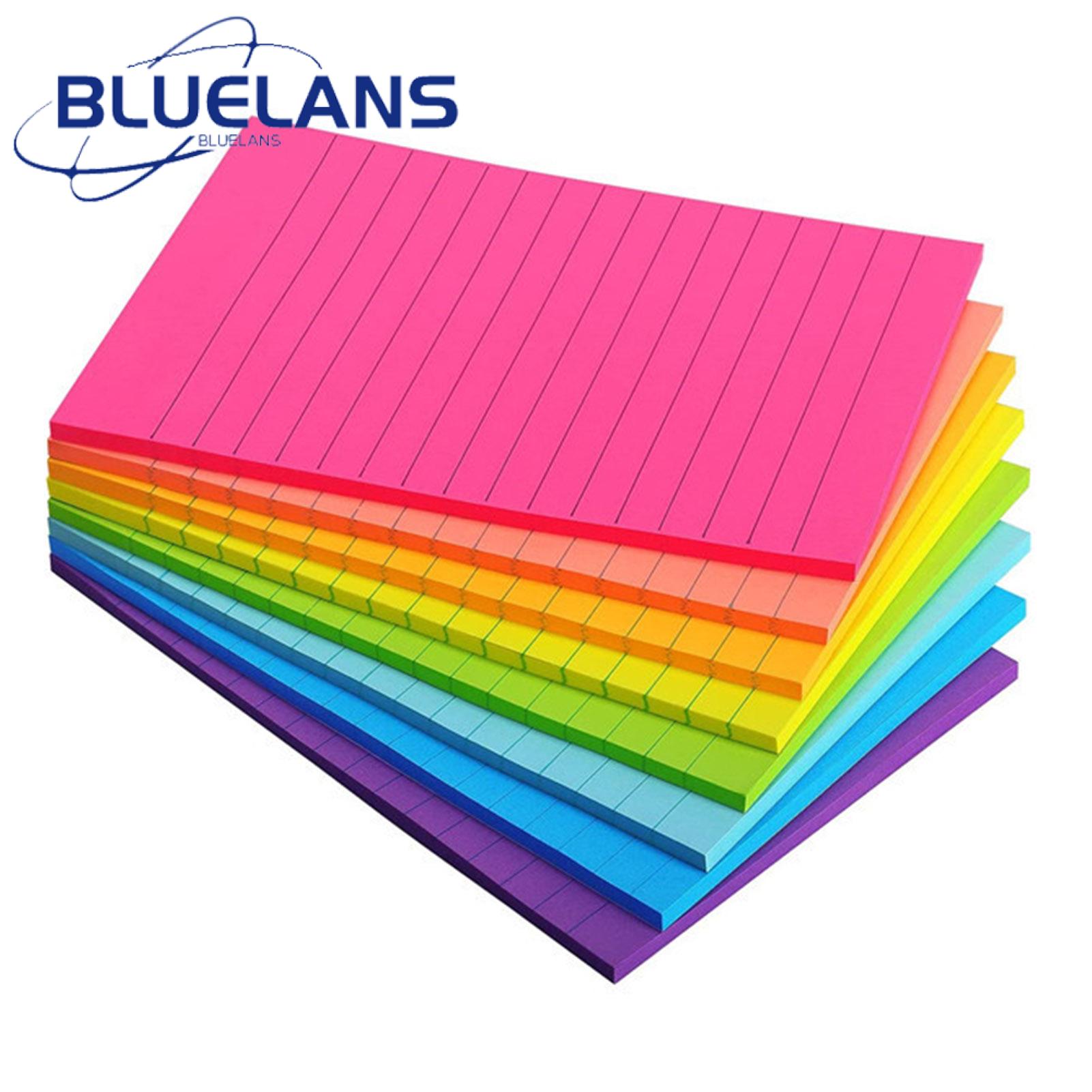 Lined Sticky Notes 8pcs 10x15cm Lined Sticky Note Set 45 Sheets/pad Super Sticking Power School Office Stationery Supplies Bright Colored Notepads