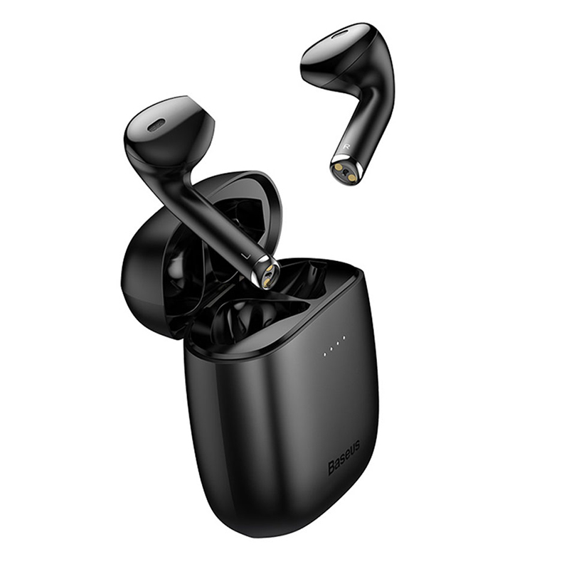 Baseus Encok W04 Pro TWS Bluetooth True Wireless Stereo Earbuds with Wireless Charging - Black. 