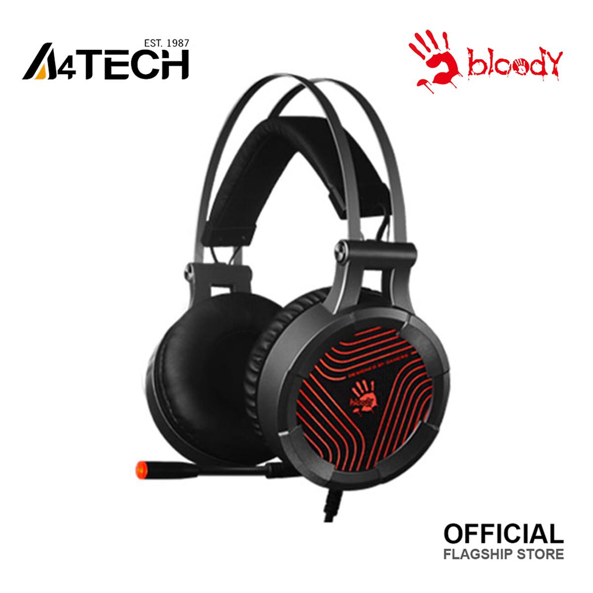 A4tech Bloody G530 Virtual 7.1 Surround Sound Gaming Headset - Omni-Directional Noise-Canceling Mic - Auto-Adjusting Headband - Dazzling Red Light