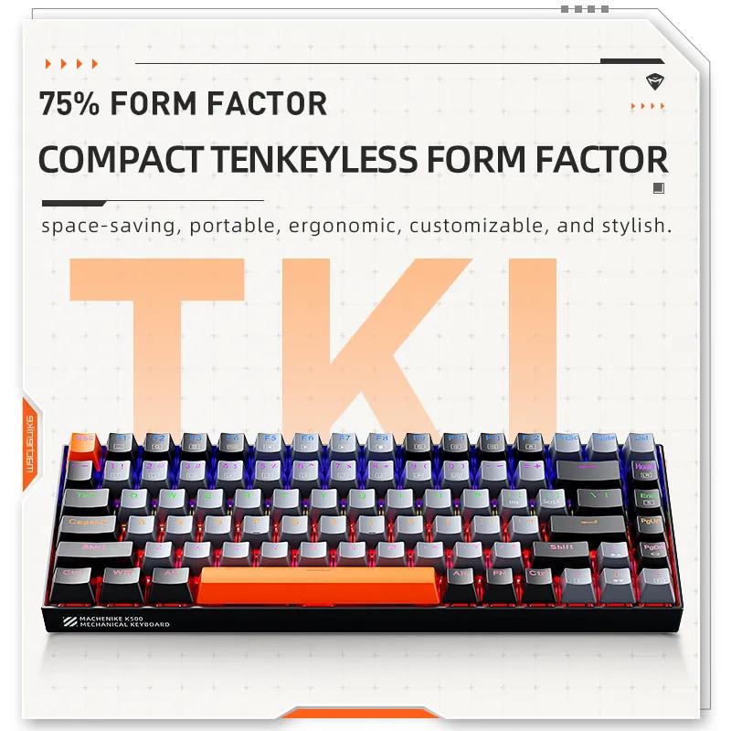 Machenike K500A-B84 Mechanical Keyboard 75% TKL Hot-Swappable Wired Gaming Keyboard 6-Color Backlit 84 Keys For PC Gamers Laptop. 