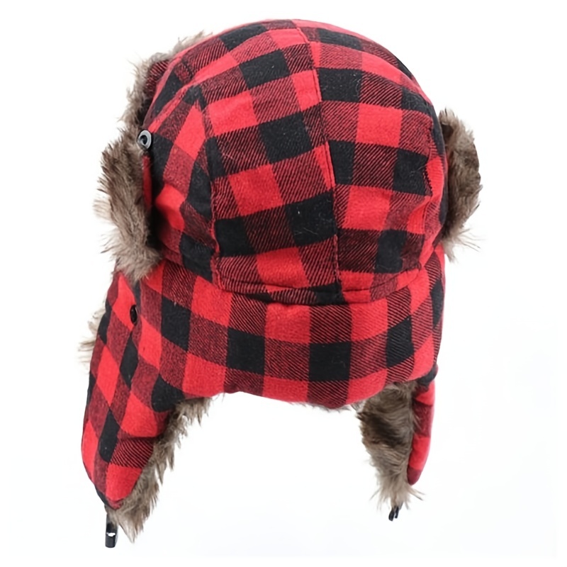 Stay Warm and Stylish with this Buffalo Plaid Ushanka Hat - Perfect for Men and Women in Winter!. 