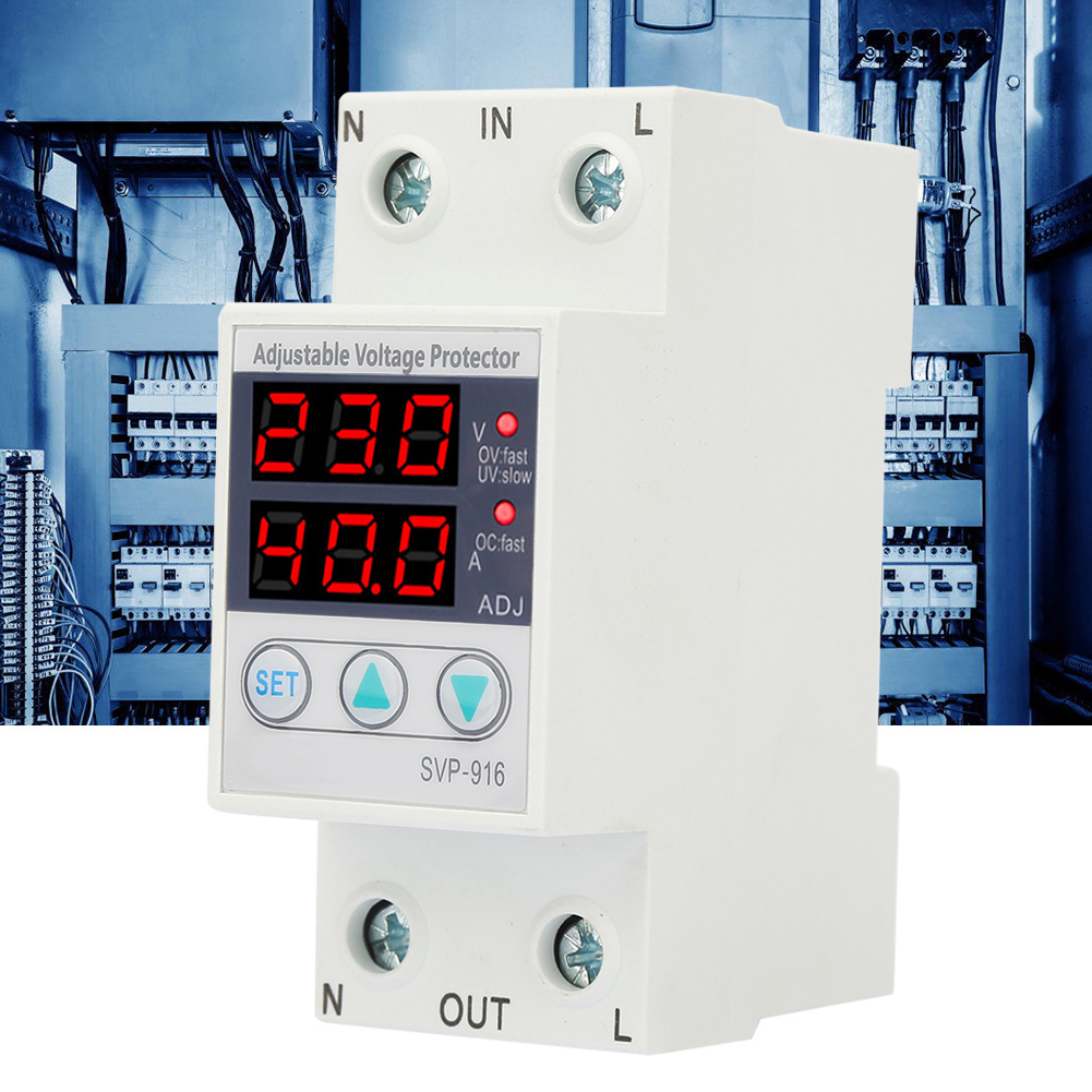 Current Intelligent Single Phase Adjustable Over-Voltage Under-Voltage Protector 230VAC. 