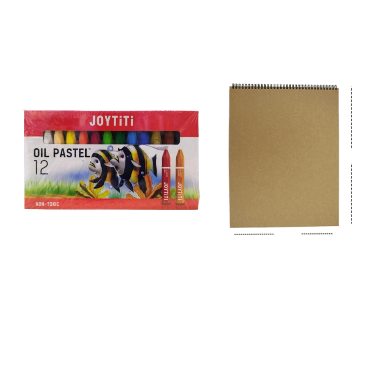 Combo package,Joytiti oil pastel 12 colors and A4 sketch book for Drawing and Painting