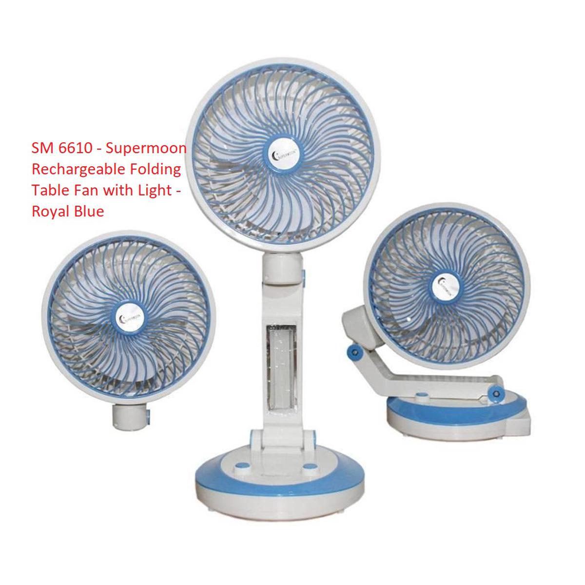 Supermoon rechargeable folding fan with store led light