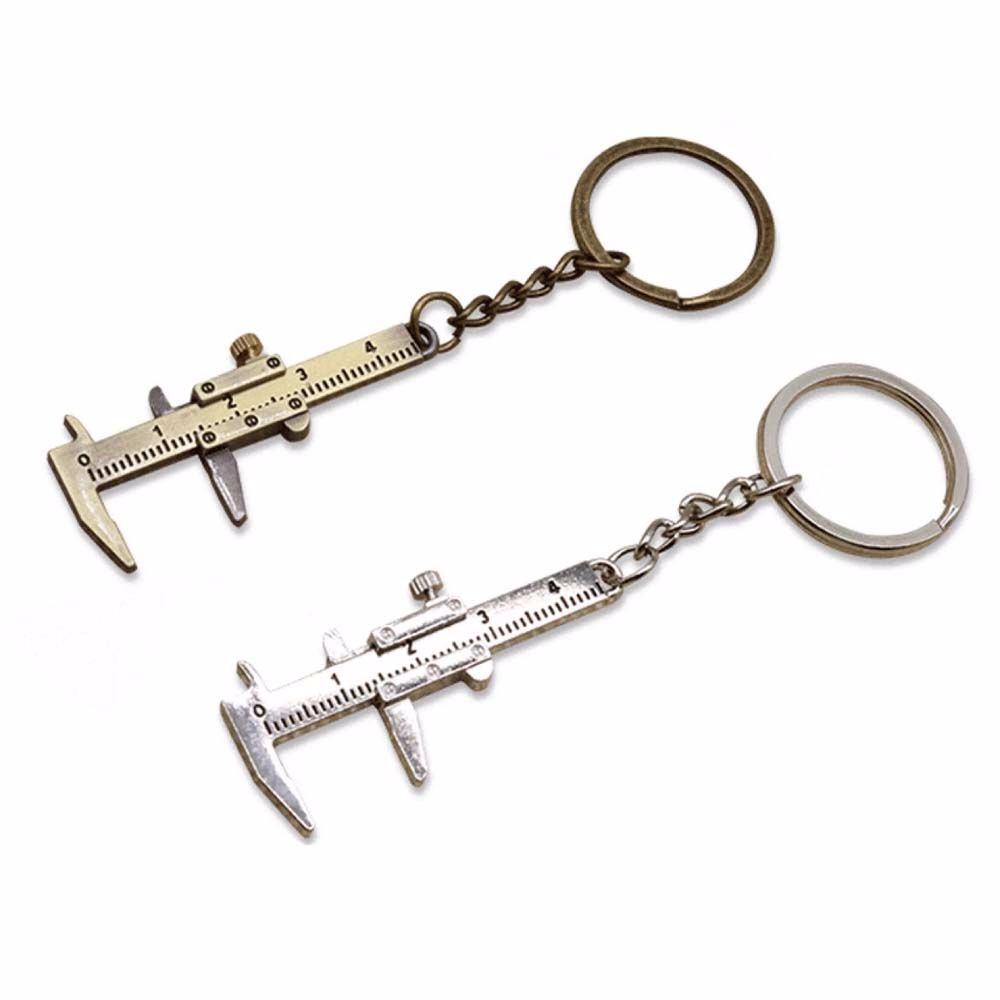 Simulation Ruler Scale Keychain 0-4cm Ruler Gadget Mini Vernier Caliper Keyring Key Chain Measuring Gauge Vernier Caliper Keychain. 