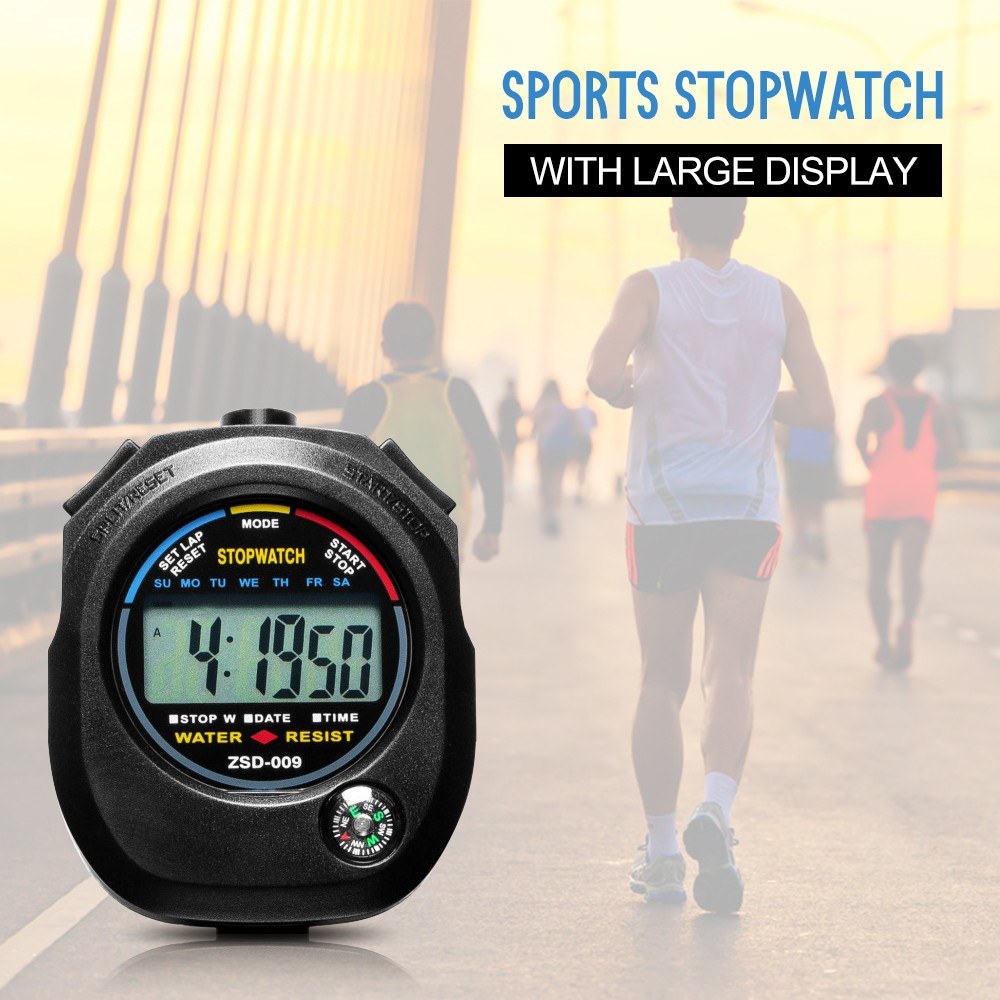 Electronic Digital Sport Stopwatch Timer with Date Time Alarm Compass