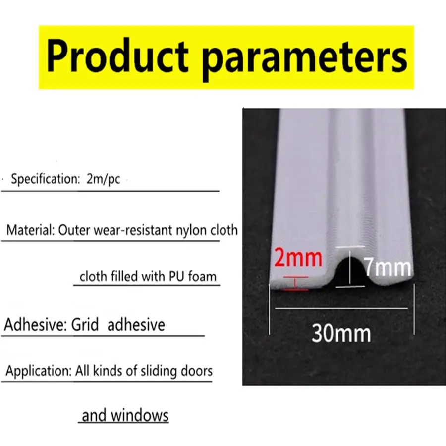 Window Seal Tape, Self-adhesive gap sealer, Windproof Foam Door Dust Stopper Rubber Strip for Sliding Windows 2Meter. 