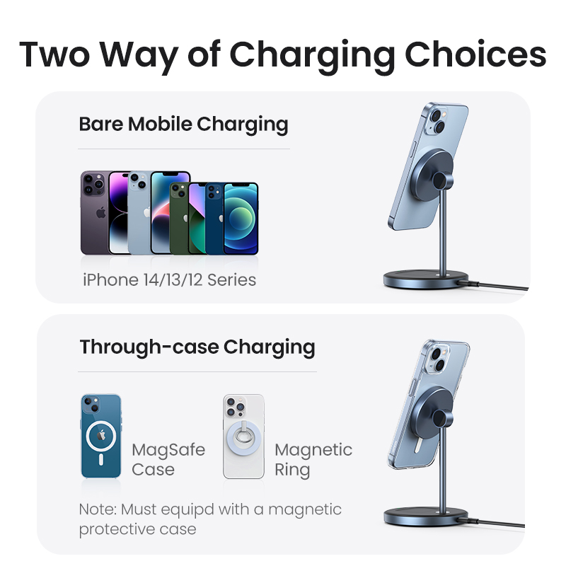 UGREEN Magnetic Wireless Charging Stand 20W Max Power 2in1 Charging Station for iPhone 14 Pro Max iPhone 13 AirPods Fast Charger. 