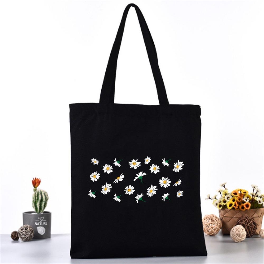 Versatile Shoulder Bag Multi-functional Handbag Canvas Shoulder Bag Daisy Print Handbag Printed Tote Bag. 