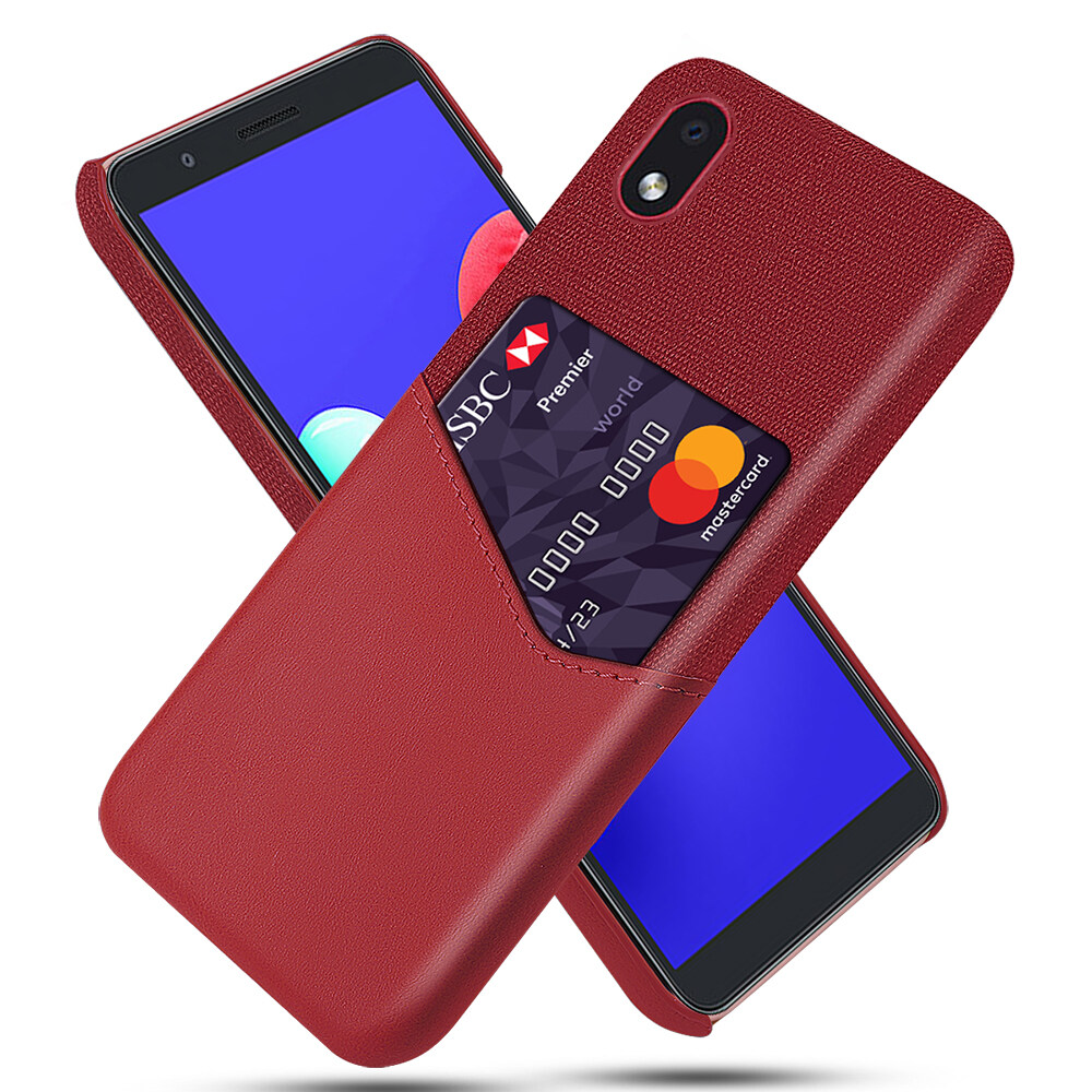 lthmy for Samsung Galaxy M01 Core Creative Cloth PU Leather Card Slot Case Hard PC Cover