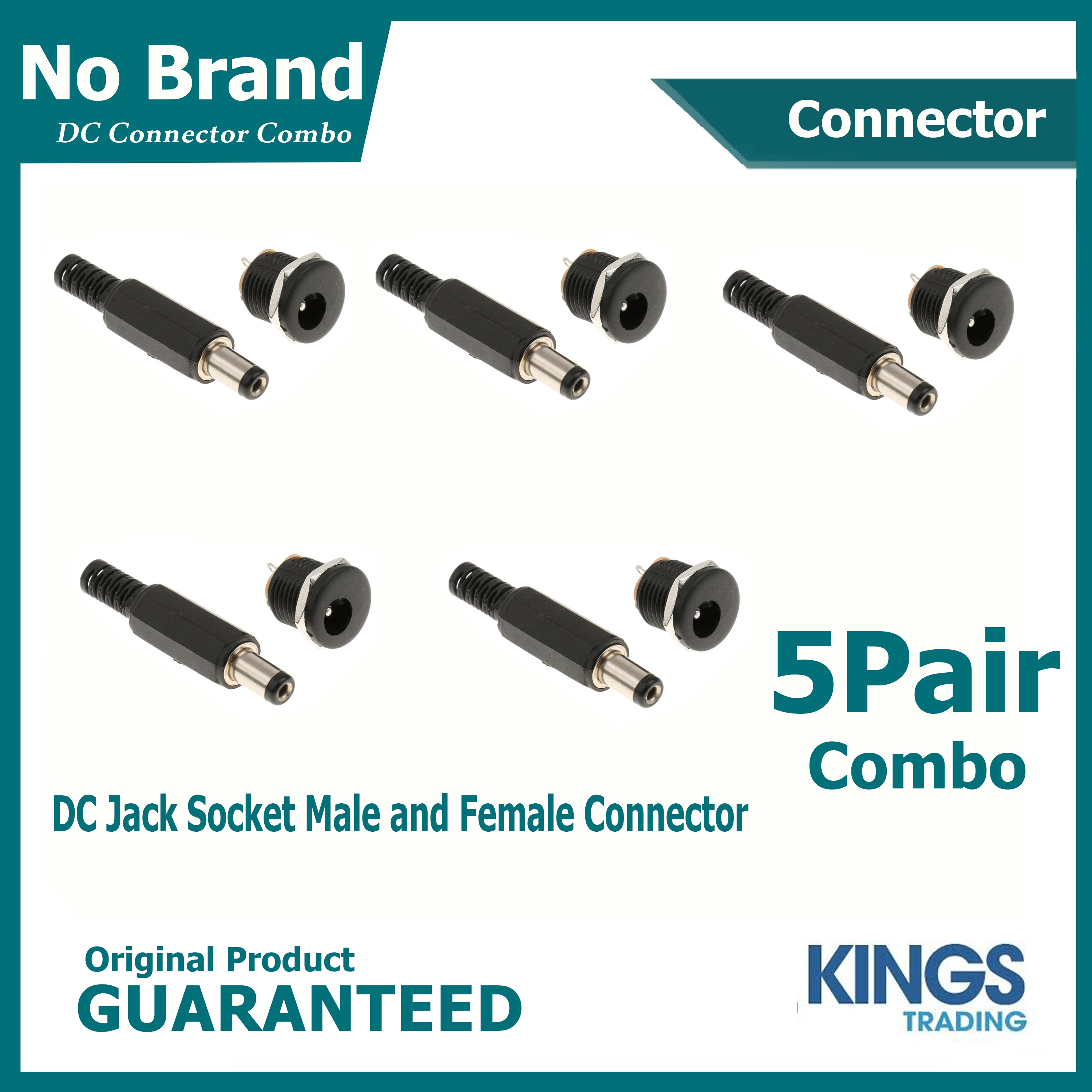 5Pair DC Jack Socket Female and Male Connector | Daraz.com.bd