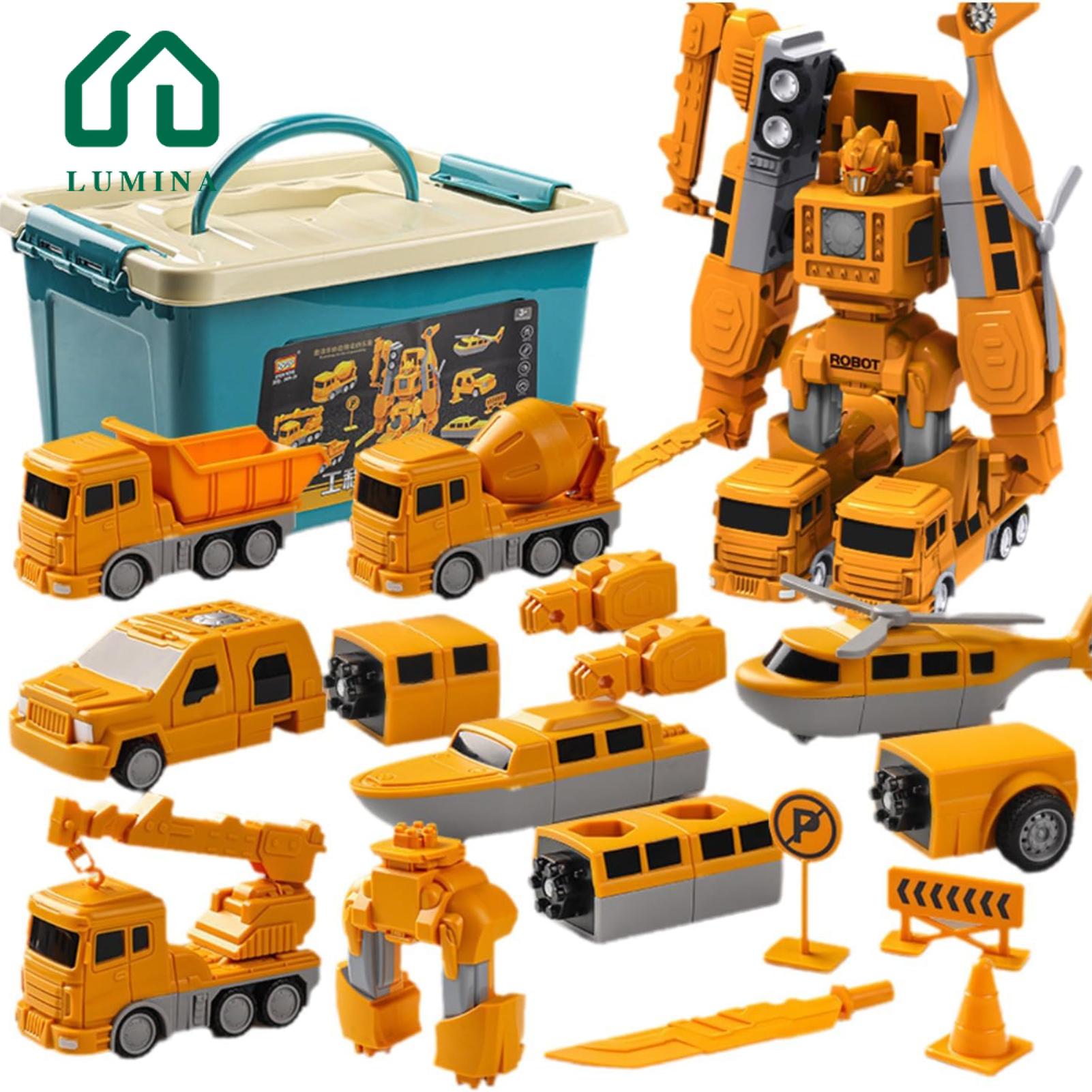 Lumina Educational Construction Vehicle Toys 35 Pcs Magnetic Transform Engineering Car Toy Set with Storage Box Educational Puzzle Toy for Toddlers Interactive Learning Activities Easy Assembly Engineering
