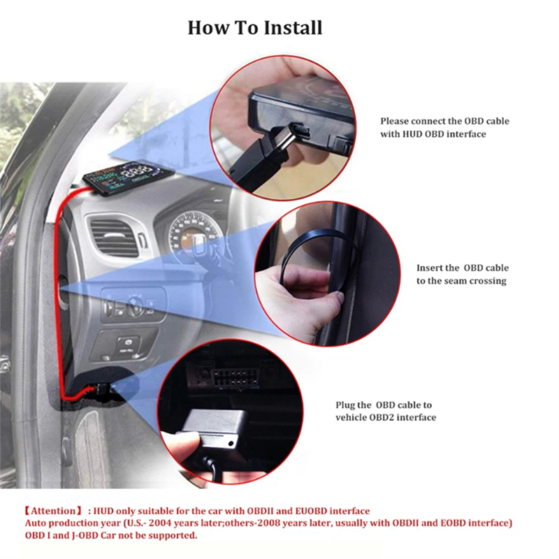 AD 5.5Inch OBD2 HUD Car Black Automotive Supplies Windshield Speed with Speeding Water Temp RPM Alarm
