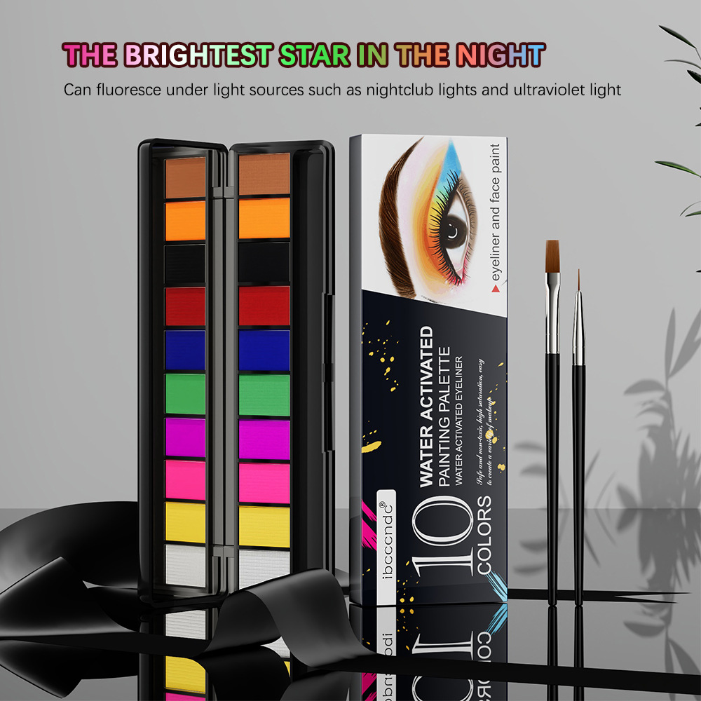 Water-soluble Face Body Painting with Brush DIY Tattoo Eyeliner Eyeshadow Pigment Paint Oil Makeup Palette Party Tools 10 Colors. 