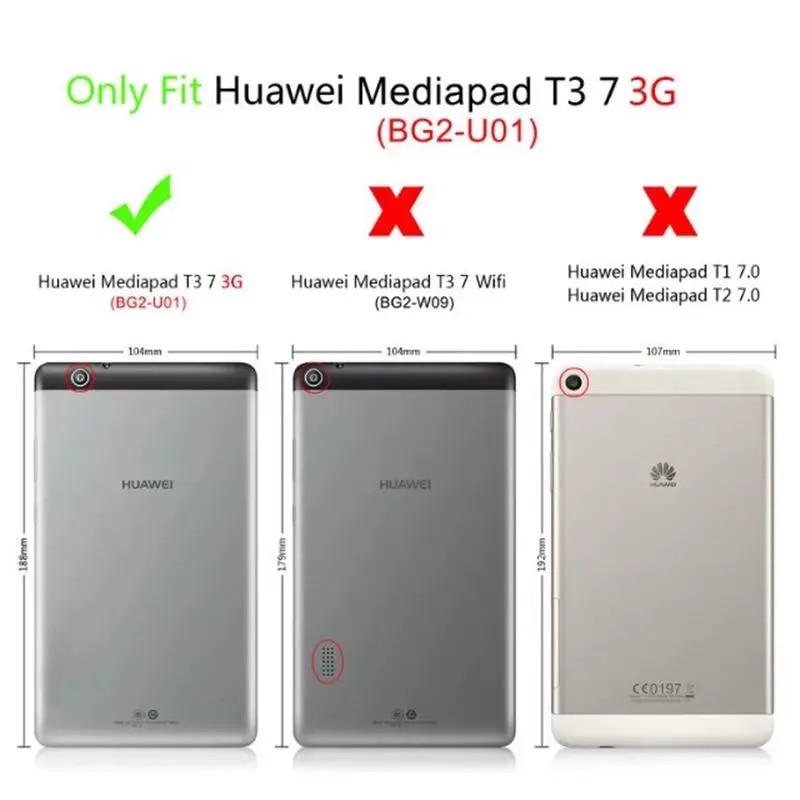【3C VictoryEagle】For Huawei MediaPad T3 7 7.0 3G Cover Case BG2-U03 Protective PU Leather T37 3g bg2-u01 u03 Tablet Case. 