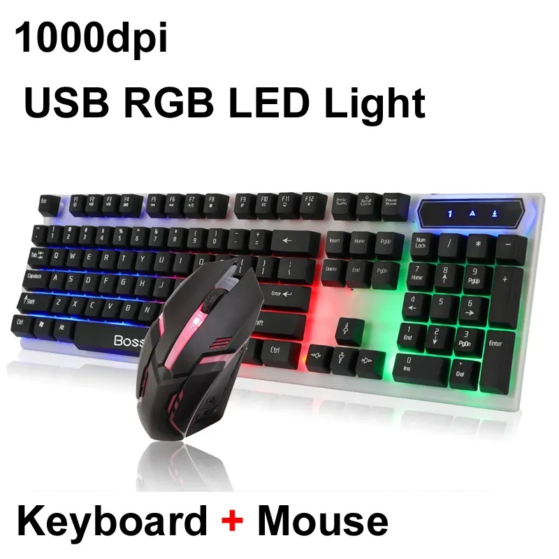 RGB Gaming Keyboard and Mouse-Light Up & LED Backlit Mechanical Keyboard & Mouse Combo-Rainbow Keyboard with 104 Keys- Gaming Mouse, for PS4, PS5, Xbox, PC, Laptop-Black