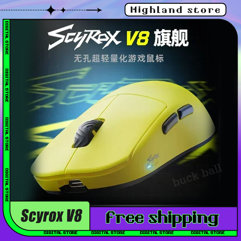 Scyrox V8 Gaming Mouse 2 Mode 2.4G Wireless custom Mouse Support 8k 36g LightWeight Nordic Pixart 3950 Office Mice Gaming Mous
