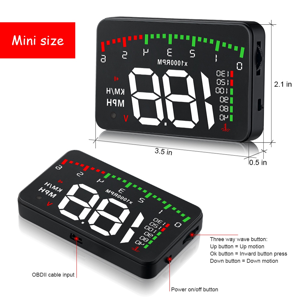 A900 Car HUD OBD RPM Meter Head-Up Display Car Accessories Multi-Display Car Digital Speed Engine RPM Water Temperature. 