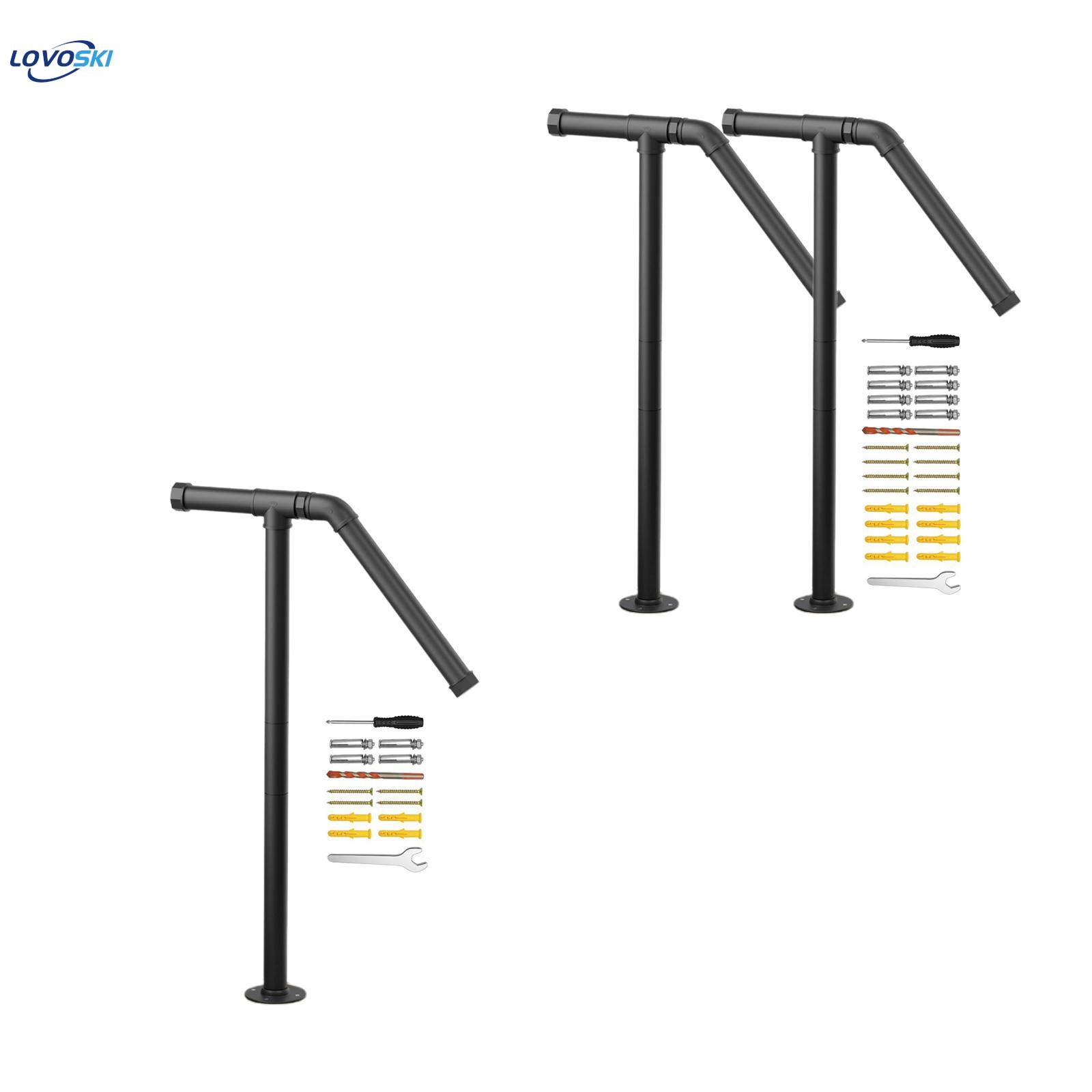 Outdoor Handrail Fit 1-2 Steps with Hardware for Concrete Steps. 