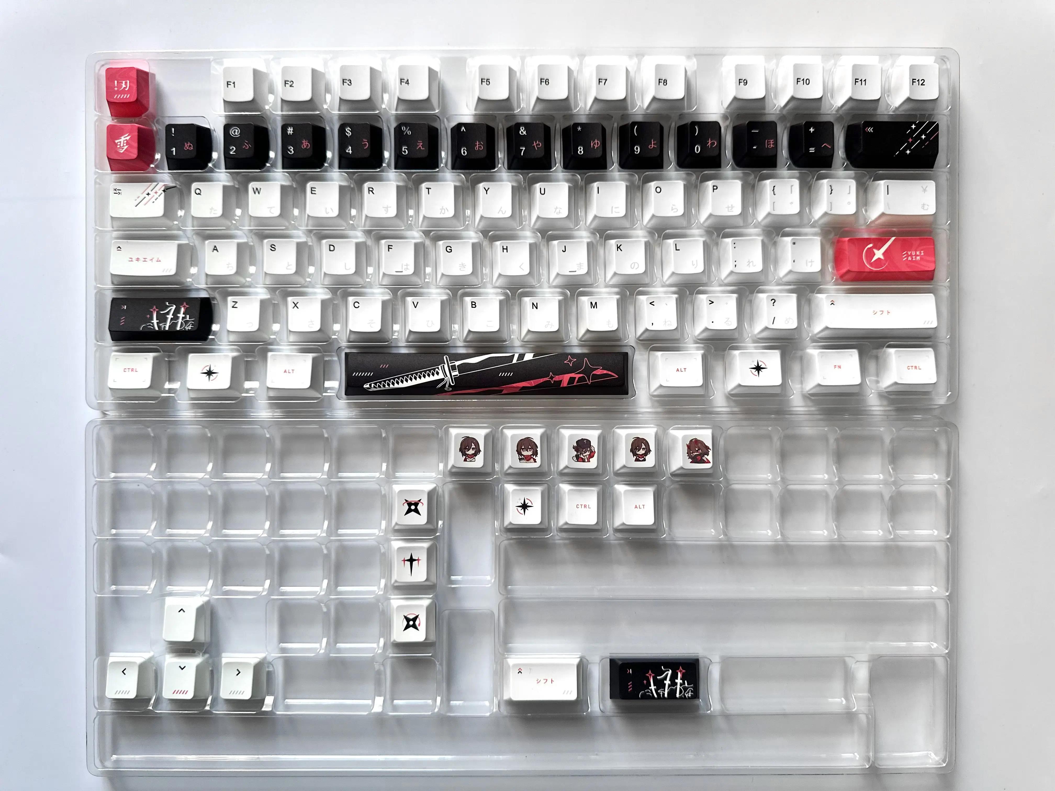 Yuki Aim Keycaps Set PBT Five-Sided Sublimation Anime Keyboard Caps Custom Cherry Profile Keycaps for Mechanical Keyboard Gift. 