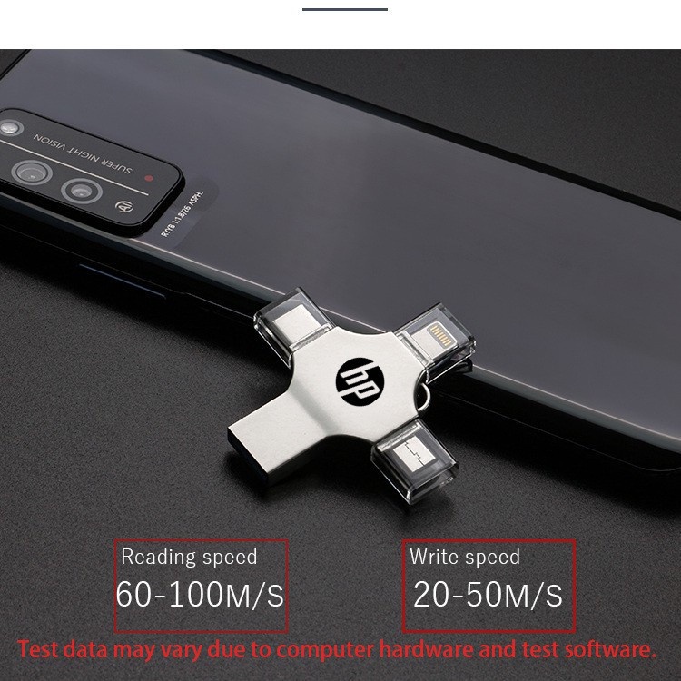【100%Original+FREE Shipping+Ready Stock+COD】HP 2TB 4-in-1 flash drive USB 3.0 Memory Stick OTG Pendrive Fast Speed Type-C For i/O/S/Tablet/Android/Smartphone/PC. 
