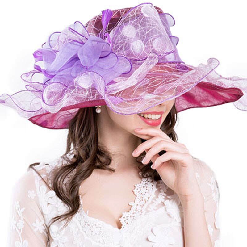 Wide Fedora Beach Church Tea Party Caps 