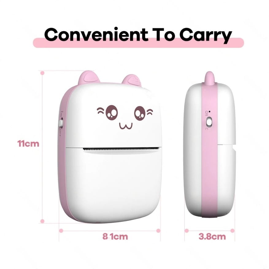 Portable Mini Thermal Printer 58mm Bluetooth Printer for printing Photo Label DIY Handcraft List Memo Notes Journal Receipt Instant Printer, Nadra-C9-Pink-Mini-3-Roll. 