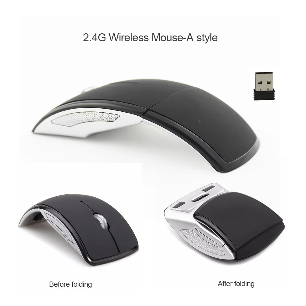 Bluetooth Wireless 2.4G Mouse Arc Touch Ultra Thin Folding Design Mause 1200 DPI Foldable Computer Portable Mice For PC Laptop. 