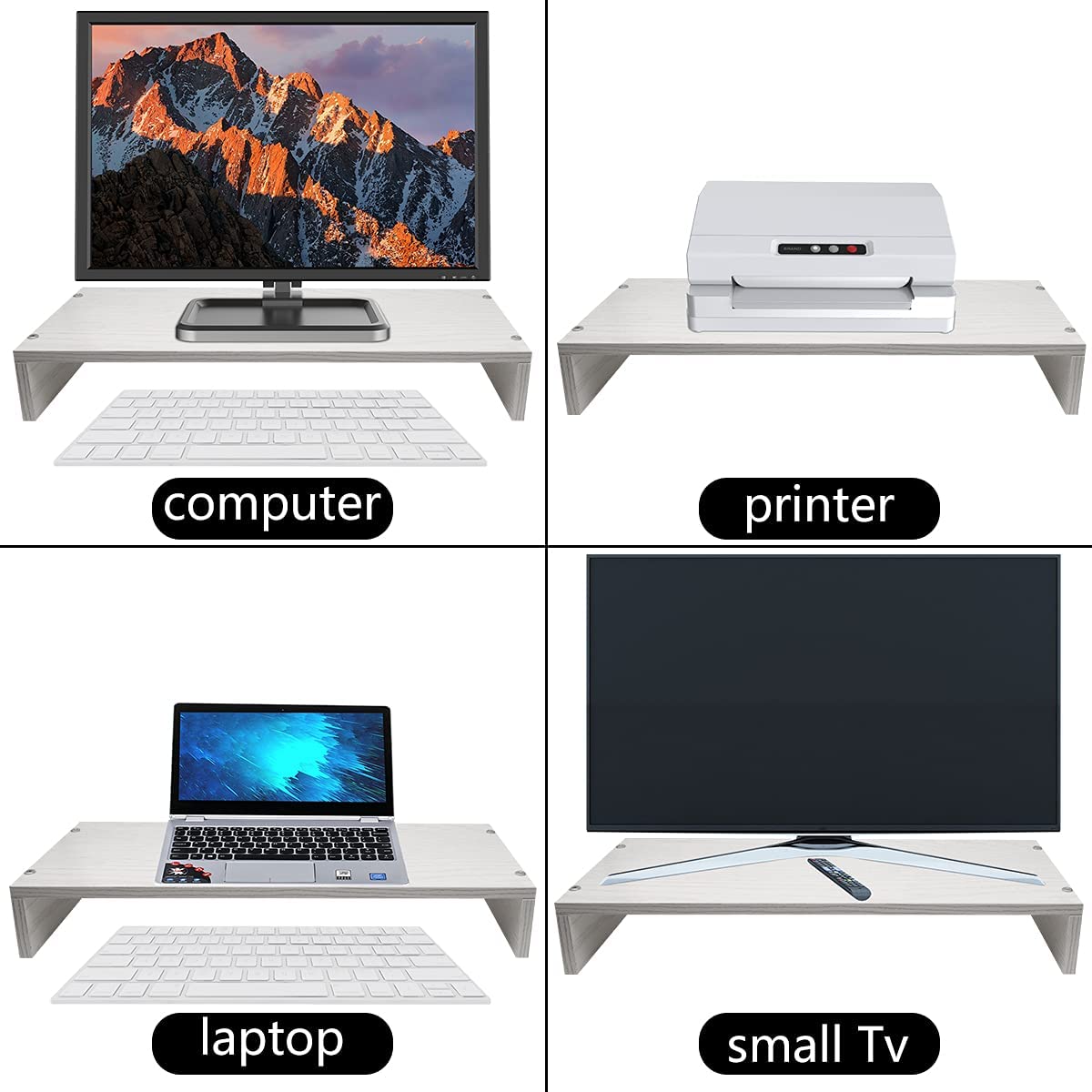 Monitor Riser With Sturdy- Stable Wooden 19.6-Inch Platform Mouse Keyboard Storage Computer Riser Easy Install Laptop Stand Riser. 
