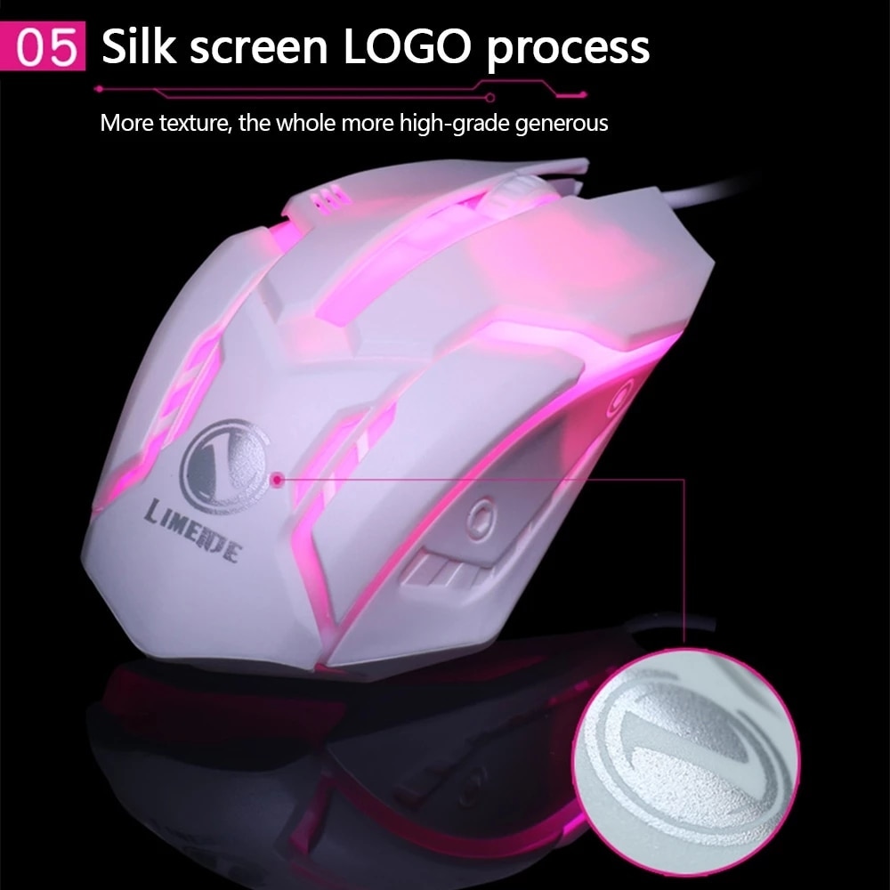 HXSJ Limei S1 E Sports LED Luminous Backlit Wired Mouse USB Wired For Desktop Laptop Mute Office Computer Gaming Mouse. 