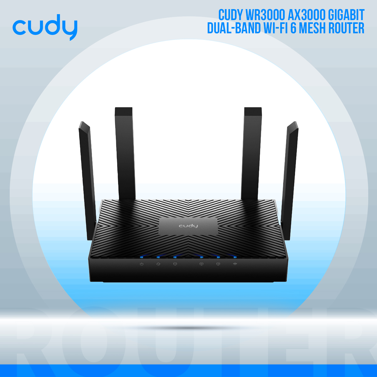 Cudy WR3000 AX3000 Gigabit Dual-Band Wi-Fi 6 Mesh Router - Black
